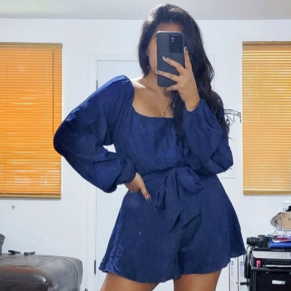 PINCH NAVY BLUE STITCH ROMPER